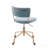 Contemporary Task Chair In Gold Metal And Light Blue Velvet
