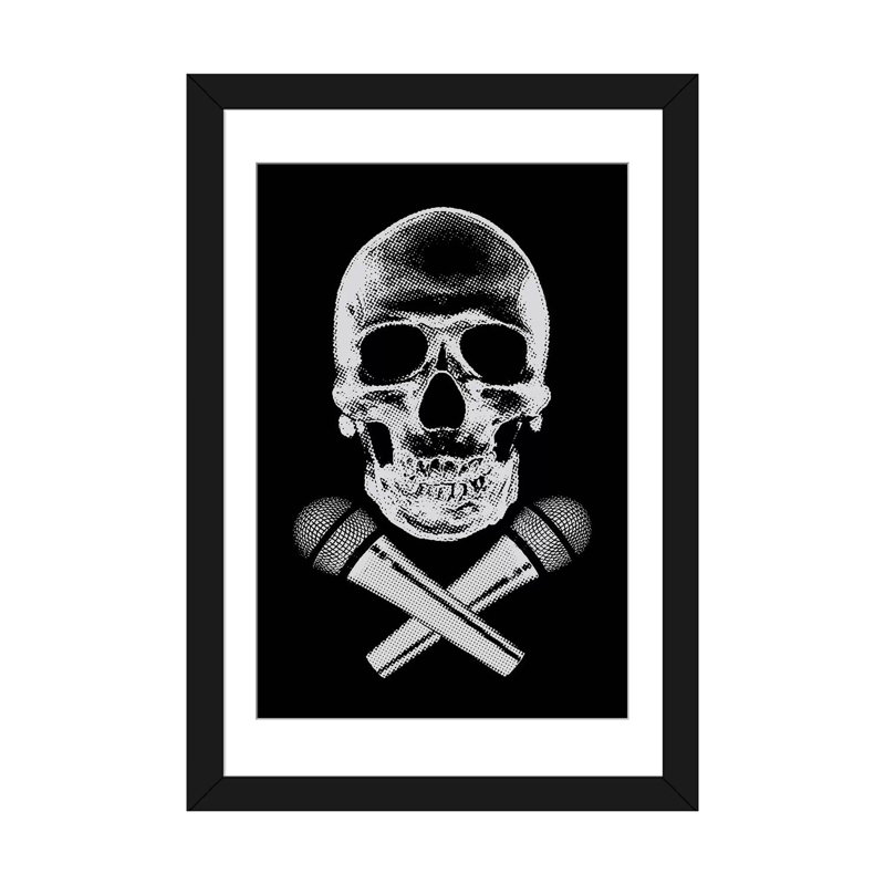 «Skullz» par Steez - Estampe numérique sur toile tendue avec châssis, H 24 po x l 16 po x P 1 po, Blanc