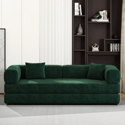 78.8inch Modular Convertible Pudding Block Floor Bed, Removable Back And Seat Bag, 70cm Wide For Double Different Shapes, Washable Fabric, 3 Stainless Steel , L - Type Pillow , Soft 4 Foam Bedroom