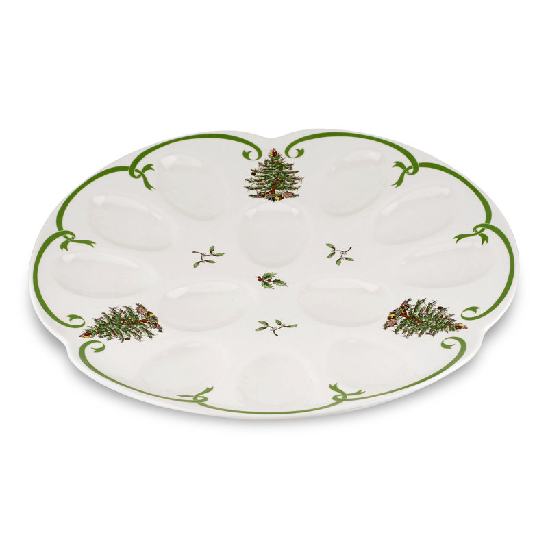Spode Christmas Tree Devilled Egg Dish 13"
