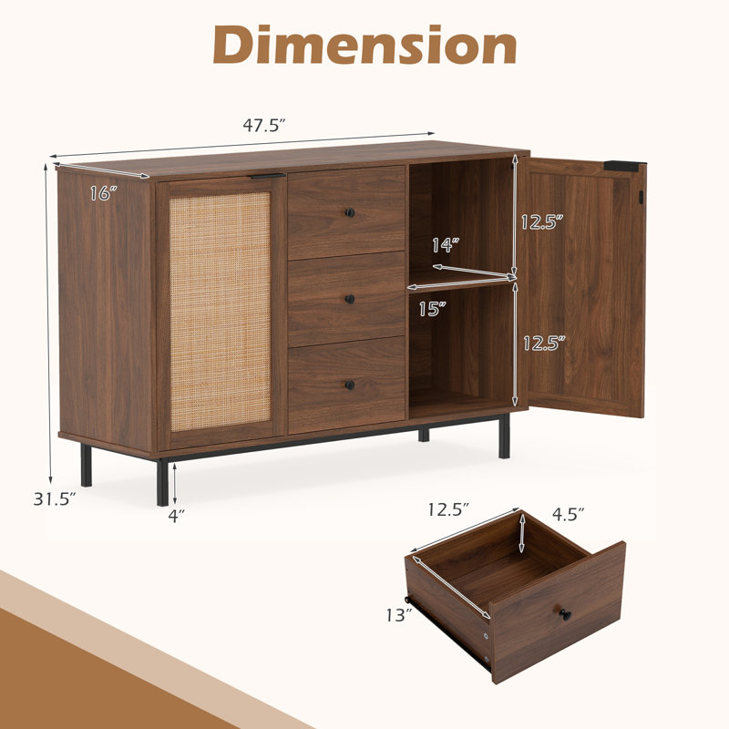 120cm Sideboard, Brown