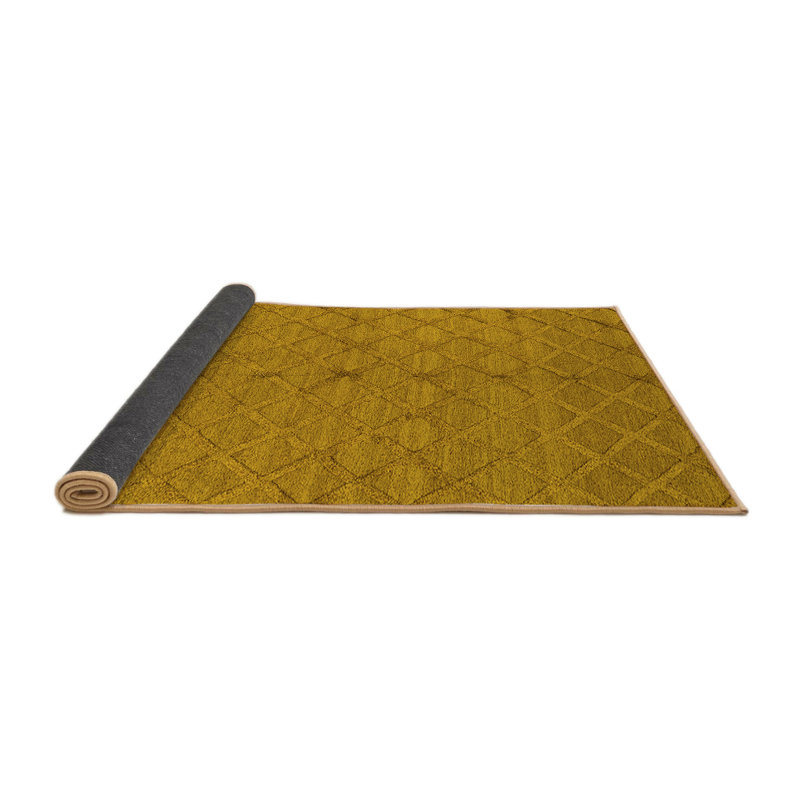 Tapis jaune en laine / polyester tissé à la machine Calline, Carré 5 pi