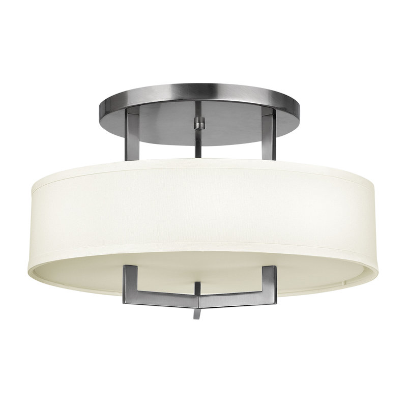Hampton 3 - Light Shaded Drum Semi Flush Mount, 100W Medium, 14.5" H x 26" W x 26" D, Buckeye Bronze