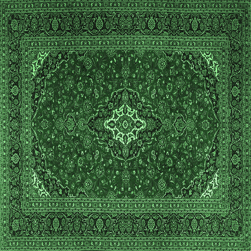Tapis vert émeraude traditionnel Jevgenia 2410, Carré 7 pi