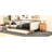 Stylish Upholstered Daybed With Trundle, Robust Wood & Linen Elegant Construction,