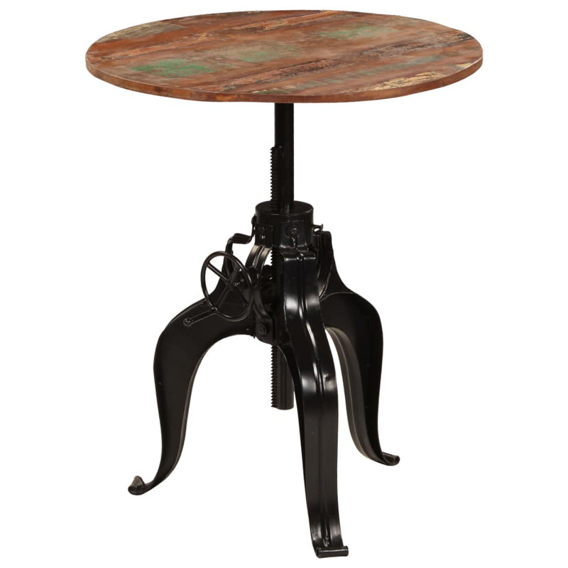 Goodwater Round Solid Wood Top Metal Base Dining Table, H110 x L75 x W75cm, Brown/Turquoise