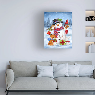 Œuvre d'art sur toile «Bachelor, bonhomme de neige et amis des bois»