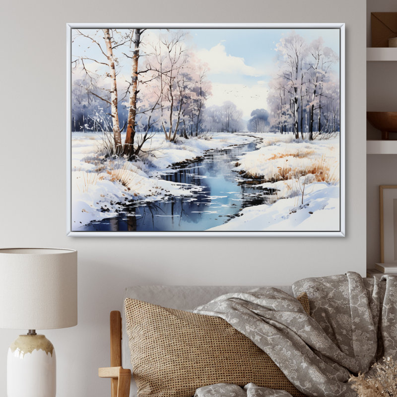 Snow River Wonderland II - impression, Cadre flottant blanc, H 24 po x l 32 po x P 1 po
