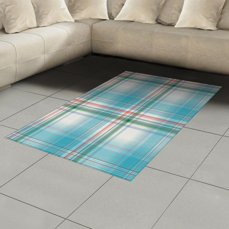 Checkered High Density Long Fiber Poly Threads Decorative Area Rug Carpet, Rectangle 4' x 5'8"