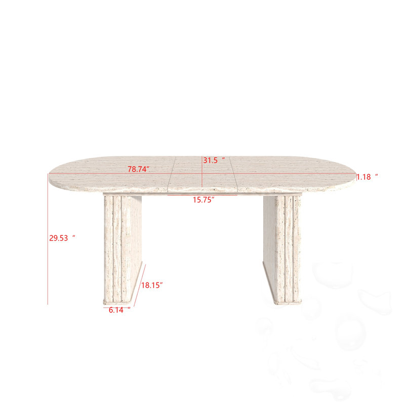 Oval Extendable Dining Table with sturdy base, Beige