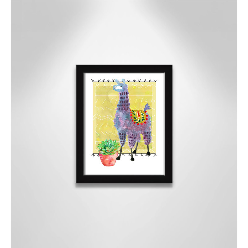 « jolie llama ii », art sur toile, H 11 po x l 9 po x P 1,18 po, Cadre noir