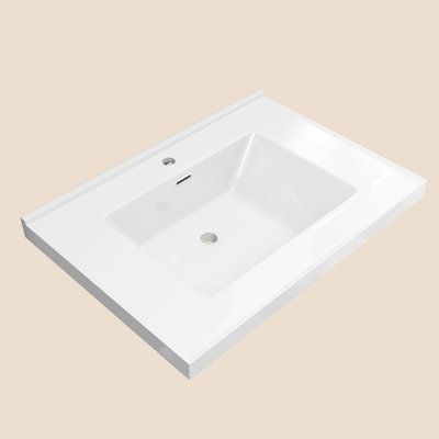 Comptoir de meuble-lavabo simple 30 po x l 22 po avec comptoir en pierre en résine et comptoir rectangulaire encastré avec trou pré-percé et drain central