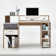 Niva Modern White And Oak Computer Desk With Hutch 138cm Wide Home Office Study Desk With Drawer, Cupboard, And Open Compartments