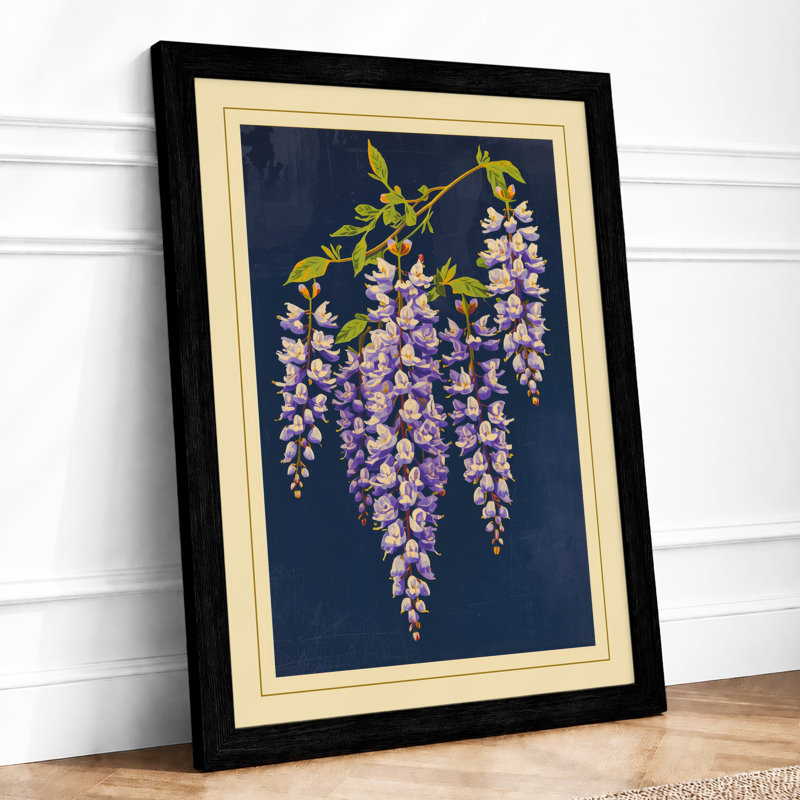 Cascading Wisteria Japandi - Framed Print, Black, A3 - 42.0 x 29.7 cm