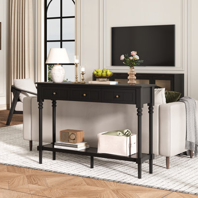 Console avec tiroirs, table d'entrée avec pieds en bois massif