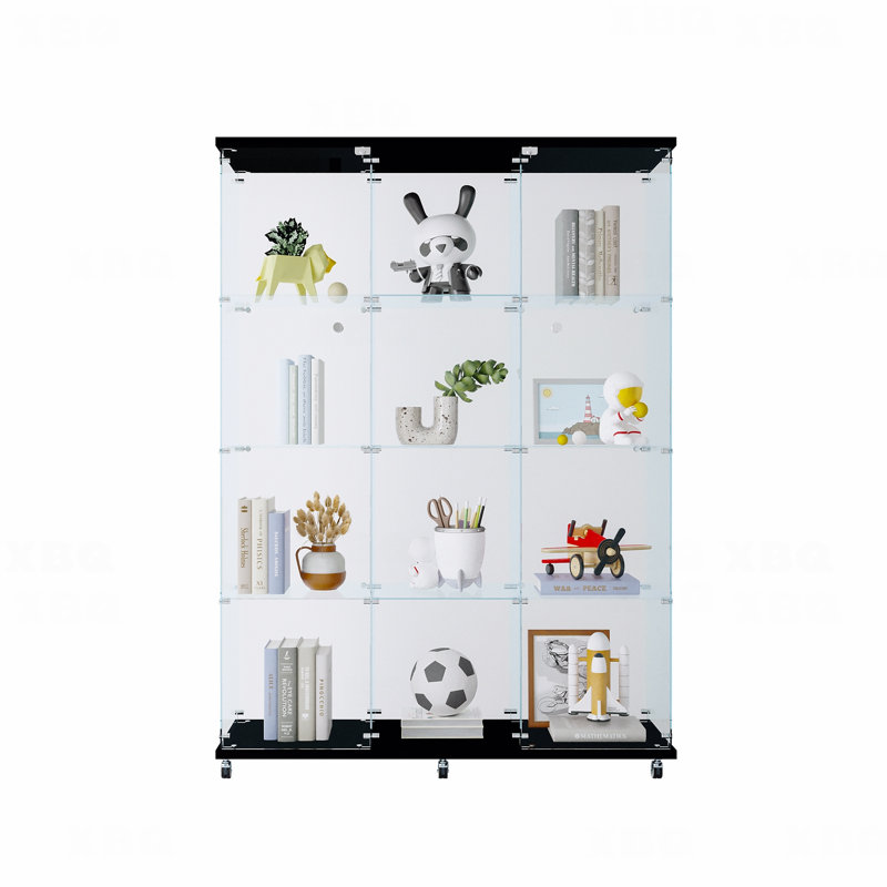 Armoire de rangement vitrée à 3 portes avec 4 tablettes