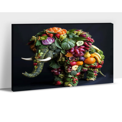 Coloré Adriany Elephant Food, impression sur toile, affiche, œuvre d'art pour la cuisine, salle à manger, décoration murale prête à être suspendue, 20 po x 30 po