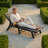 Black Rust Resistant HDPE Plastic Outdoor Patio Reclining Chaise Lounge Chair with Adjustable Back-410323699
