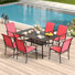 Ensemble repas d'extérieur rectangulaire pour 6 personnes L 60 po avec 6 accoudoirs empilables en PVC-coated polyester Cihangir