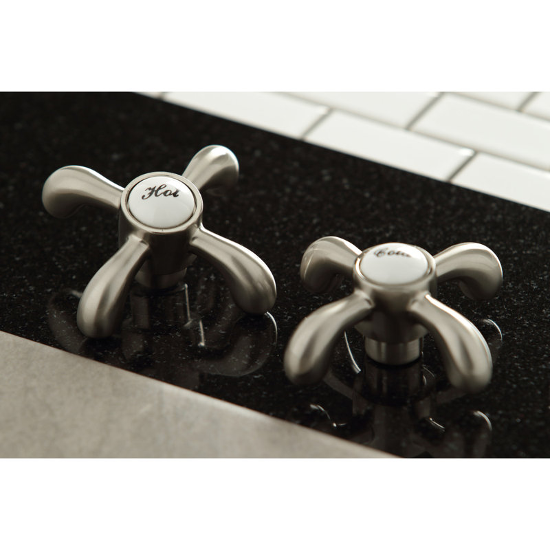 Kingston Brass French Country Two-Handle 4-Hole 8" Centerset Kitchen Faucet with Brass Side Sprayer, Brushed Nickel