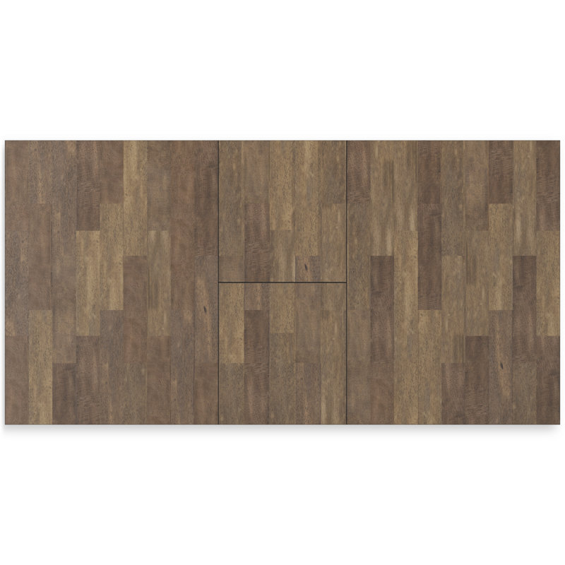 Black and Brown Extendable Farmhouse Dining Table with Butterfly Leaf