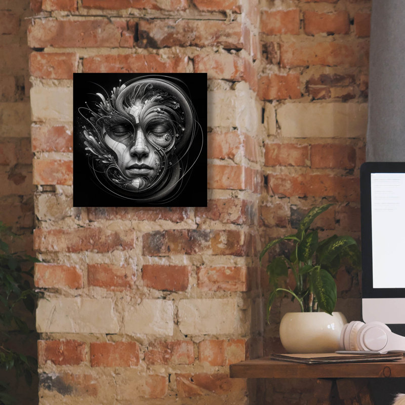«Techno Face 2» par KIR.DART, art mural sur toile, H 12 po x l 12 po x P 0,75 po