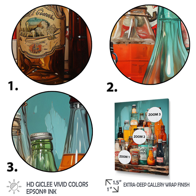 «Calep Pop Art 1950S Soda Emotion I», reproduction sur toile, H 40 po x l 30 po x P 1,5 po, Cadre photo noir