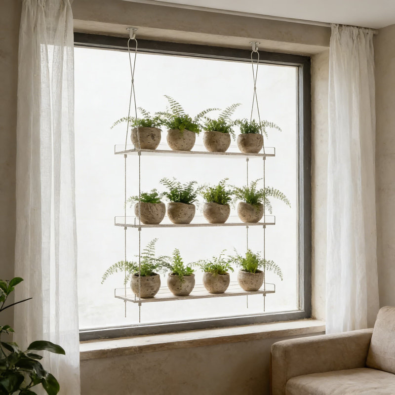 Tablette réglable à 3 niveaux pour plantes suspendues - Présentoir de jardin intérieur en acrylique transparent avec transmission élevée de la lumière du soleil pour les plantes grasses, les fleurs et les semis
