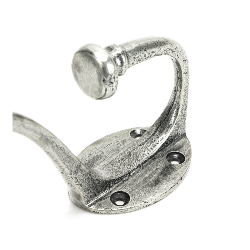 Hat Coat Hook Steel Wall Hook, 19.7cm H x 5.2cm W x 10.8cm D, Pewter Patina