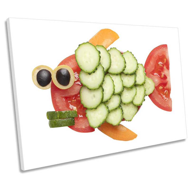 Funny Fish Kitchen - Wrapped Canvas Print, 91.4cm H x 137.2cm W x 4cm D