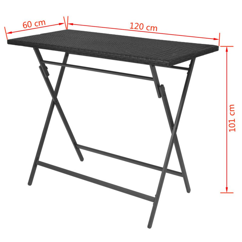 Amesville Patio Dining Set with Rectangular Table, Black