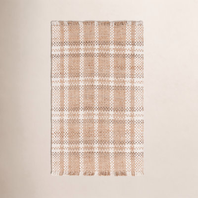 Hand-Woven Plaid Jute Rug