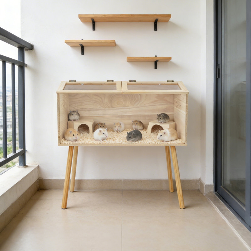 Cage pour hamster, petit animal de compagnie, en bois et acrylique, avec ventilation latérale, idéale pour les poussins de hamster, les canards, les perroquets et les lézards.