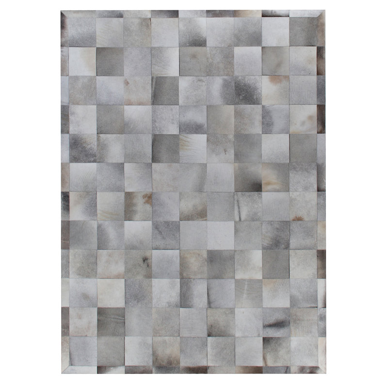 Natural Hide Cowhide Geometric Area Rug, Rectangle 13'6" x 17'6"