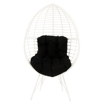 Chaise de patio confortable avec coussin en mousse noir et blanc - moderne