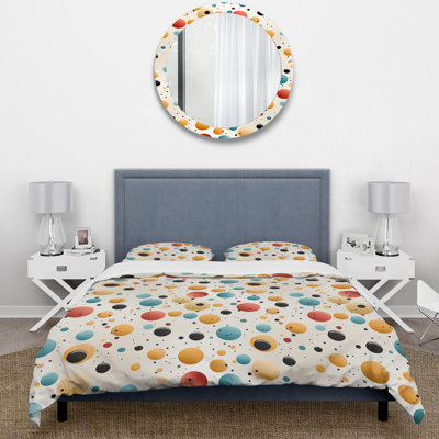 Ensemble de housse de couette à motif rétro à pois I