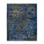 Tapis floral bleu en laine et en bambou noué à la main 8 pi x 10 pi