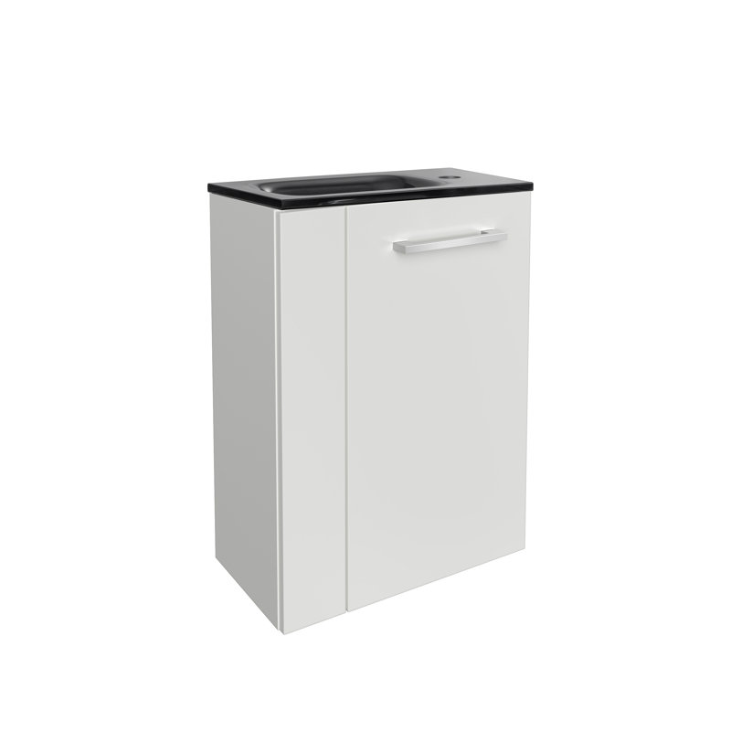 440mm Single Bathroom Vanity with Vessel Ceramic Basin, White/Black