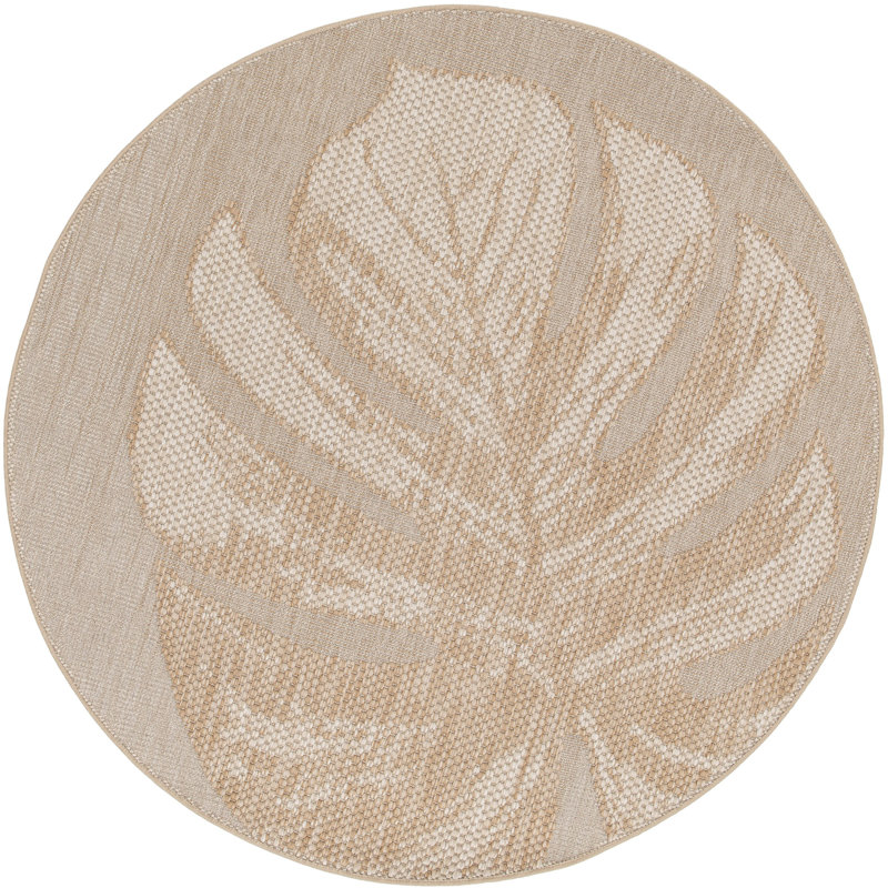 Floral Ribbed Indoor / Outdoor Area Rug, Round 200cm