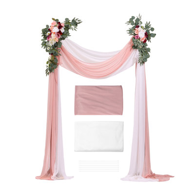 Artificial Wedding Arch Flowers Kit (Pack Of 4) With 21Ft Wedding Arch Draping Fabric,Arch Flowers For Wedding Ceremony And Reception Backdrop Wedding Decoration (Blush Pink & Ivory)