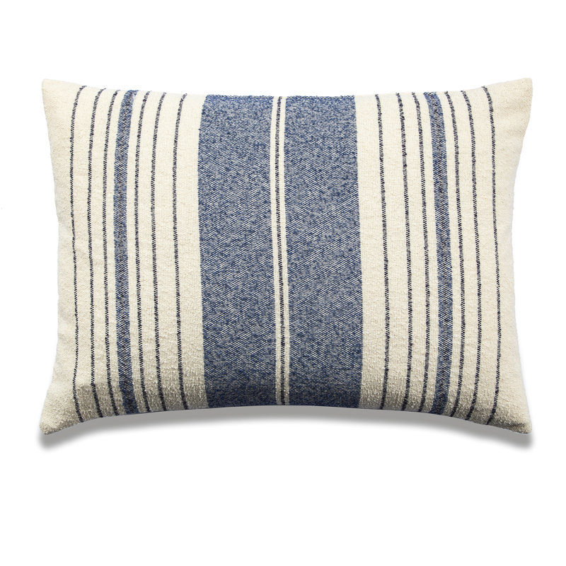 Housse et insert de coussin rectangulaire en mélange de coton Leiter, Mélange de duvet, Bleu