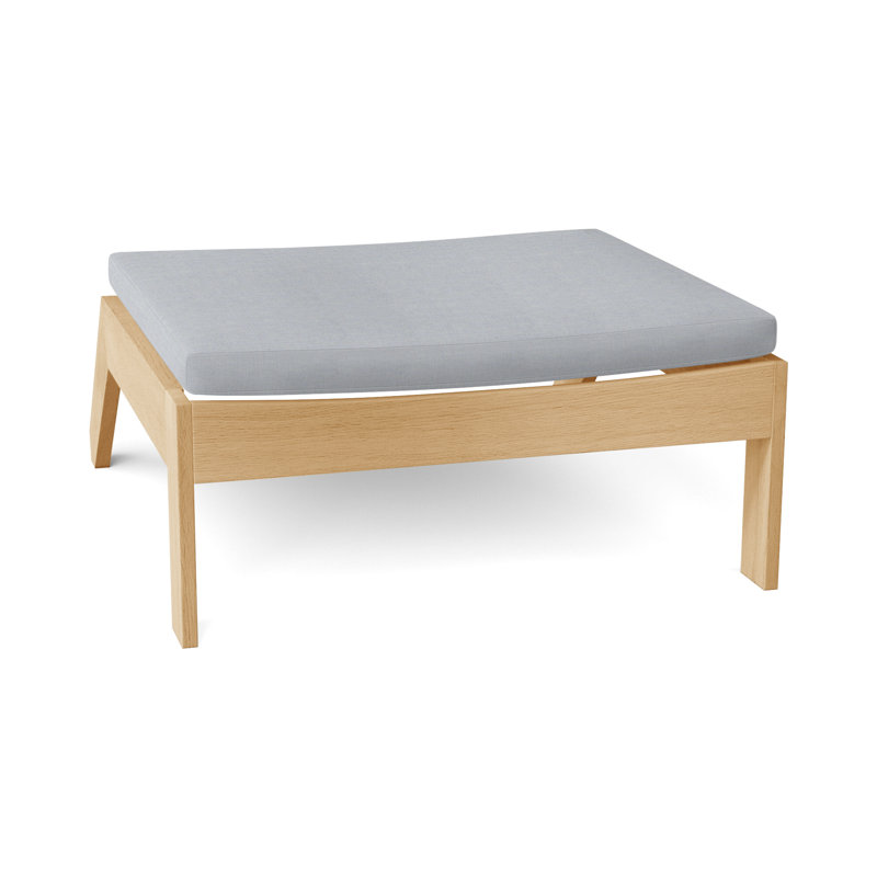 Repose-pieds Ashir, Pas de soudure, Teck naturel, Lin chambray