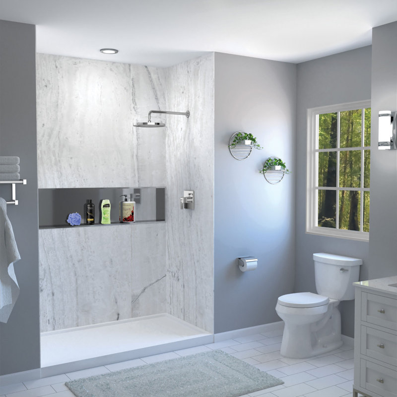 Transolid Titan Shower Wall Kit, 96" H x 60" W x 48" D, Savanna Gray Glossy