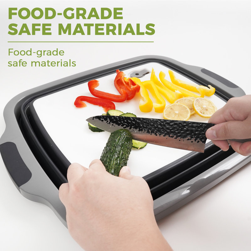 Planche à découper pliable (2,11 gallons / 8 L), baignoire de préparation pour barbecue avec couvercle verrouillable, évier de camping pliable avec passoire, bac à vaisselle multifonctionnel pour la cuisine, le bol, les légumes et les fruits, panier