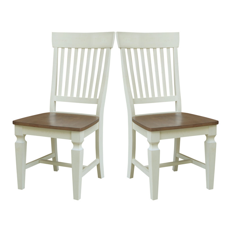 Slagle Slat Back Dining Chair, Hickory/Shell