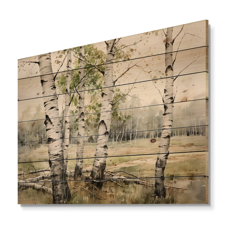 Beauté du bois de bouleau vert - Art sur bois de pin naturel, H 10 po x l 20 po