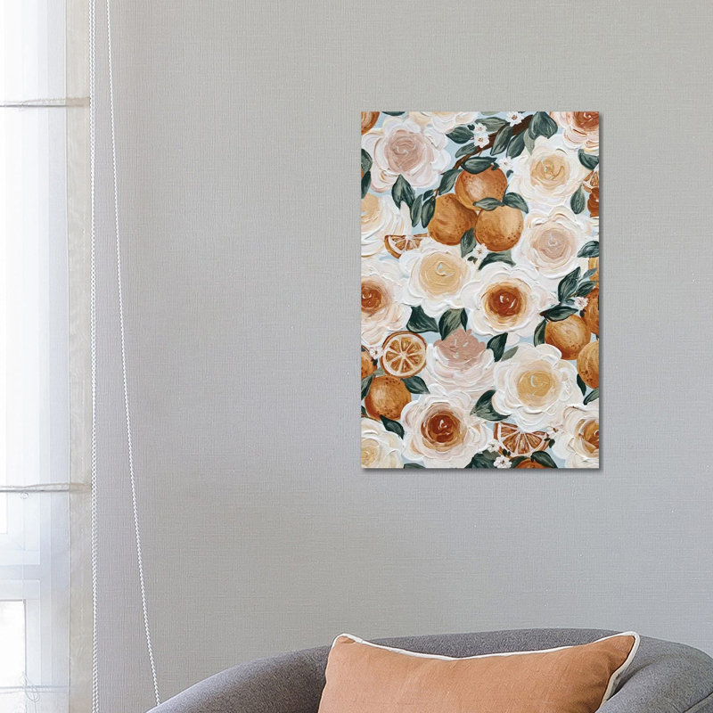 Floral Oranges by Katie Bryant - Wrapped Canvas Gallery-Wrapped Canvas Giclée, 66.04 cm H x 45.72 cm W x 1.91 cm D