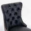 Chaise de salle à manger haut de gamme en bois massif touffeté et revêtu de velours avec pieds en bois et garniture cloutée, noir et gris, SW2101BG-1637732889