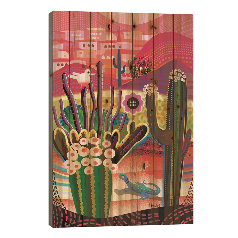 Fleurs du désert par Charles Harker - impression sur bois sans cadre, H 40 po x l 26 po x P 1,5 po