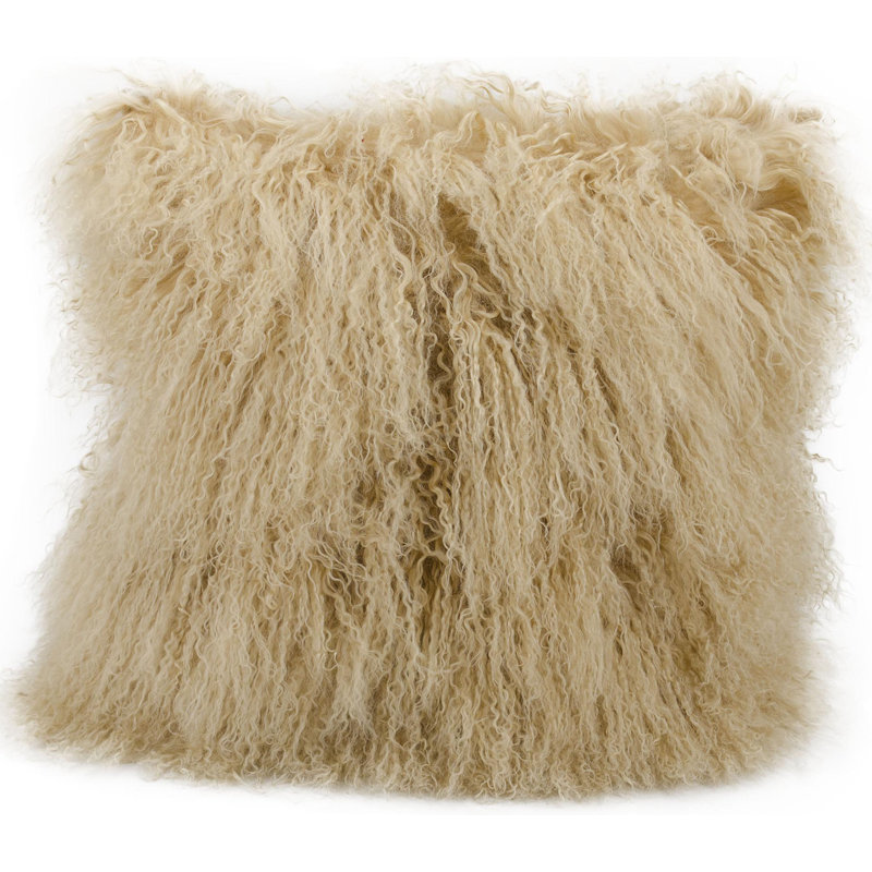 Fur Throw Pillow, 14" x 20", Silver/Gray